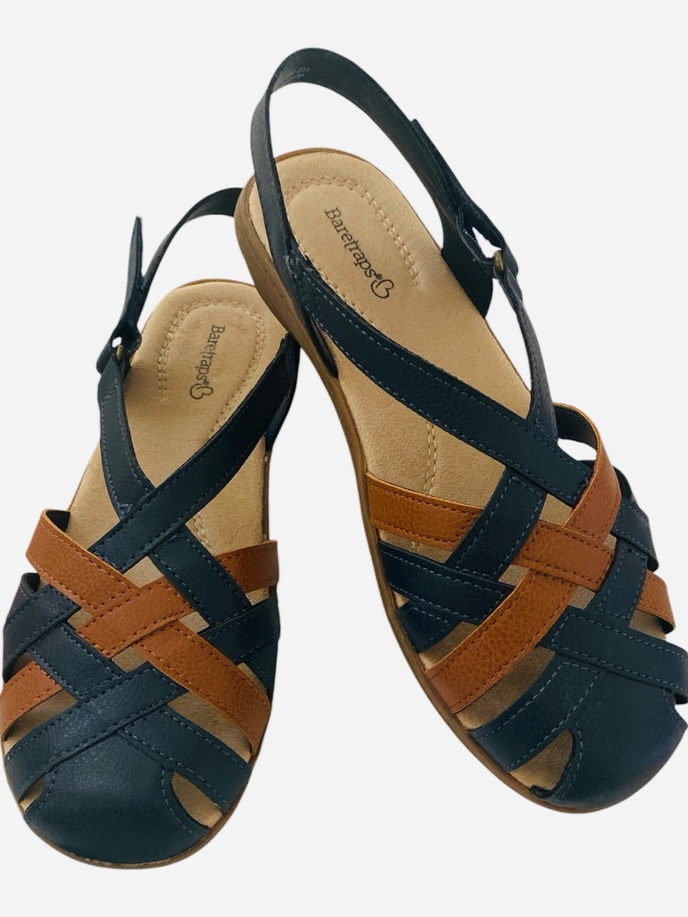 Baretraps Women's Two-Tone Black and Brown Leather Slingback Flats 7 1/2 W